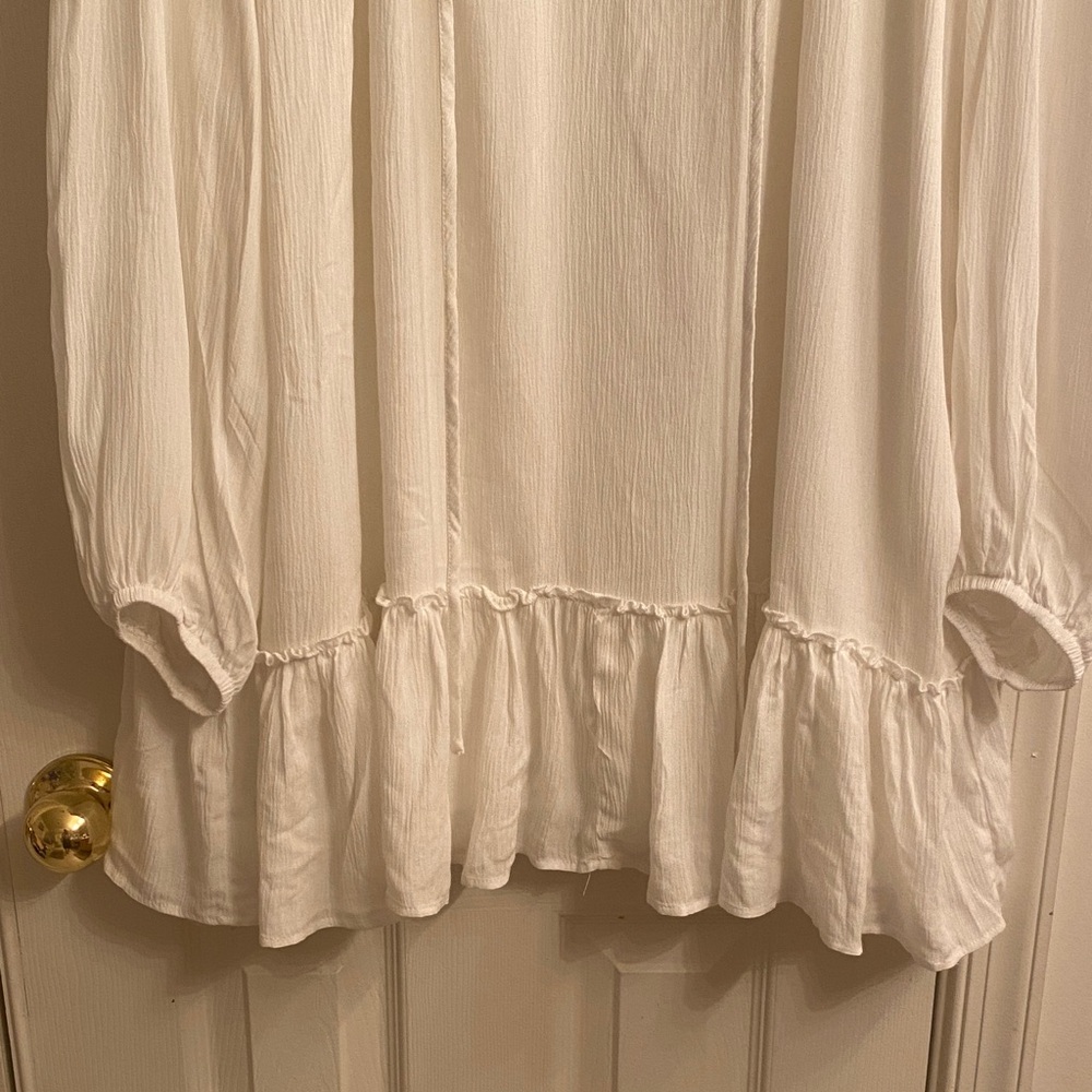 White Ruffled Women's Tunic - Picture 2 of 6